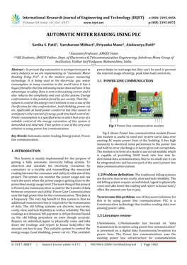 Automatic Meter Reading Using Plc