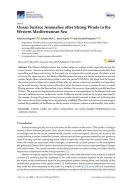 Ocean Surface Anomalies After Strong Winds in the Western Mediterranean Sea