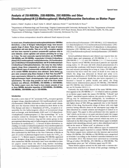 [(2-Methoxyphenyl) Methyl]Ethanamine Derivatives on Blotter Paper