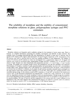 Intemational Journal of Pharmaceutics ELSEVIER International Journal of Pharmaceutics 146 (1997) 213 223