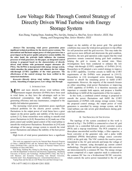 Low Voltage Ride Through Control Strategy of Directly Driven Wind Turbine with Energy Storage System