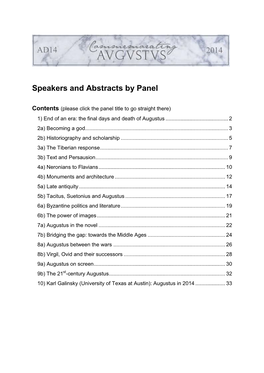 Speakers and Abstracts by Panel