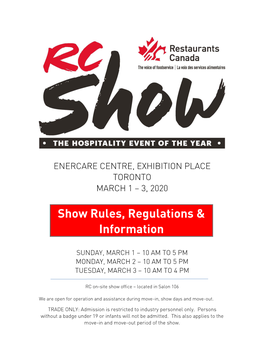 Show Rules, Regulations & Information
