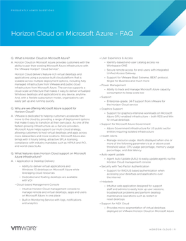 Horizon Cloud on Microsoft Azure - FAQ