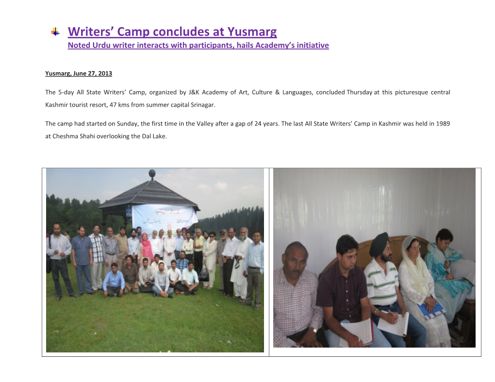 Writers' Camp Concludes at Yusmarg