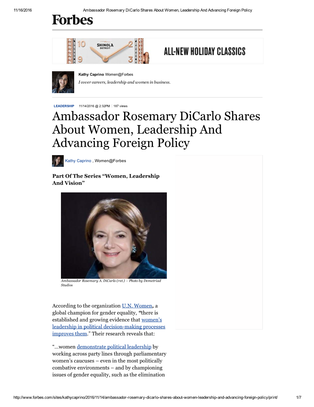 Ambassador Rosemary Dicarlo Shares Abou...Eadership And