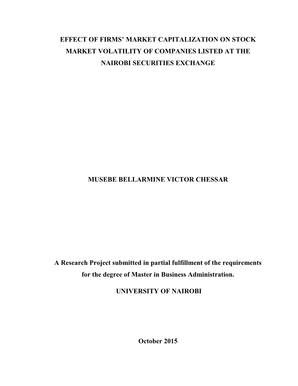 Effect of Firms' Market Capitalization on Stock Market Volatility of Companies