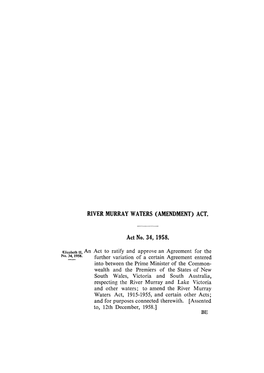 River Murray Waters (Amendment) Act