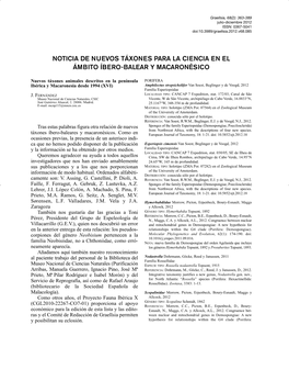 Nuevos Táxones Animales Descritos En La Península Ibérica Y Macaronesia Desde 1994
