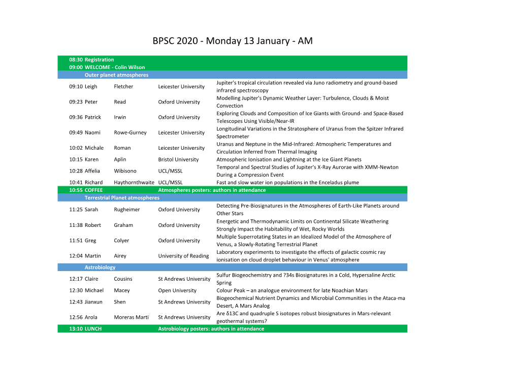 BPSC 2020 - Monday 13 January - AM