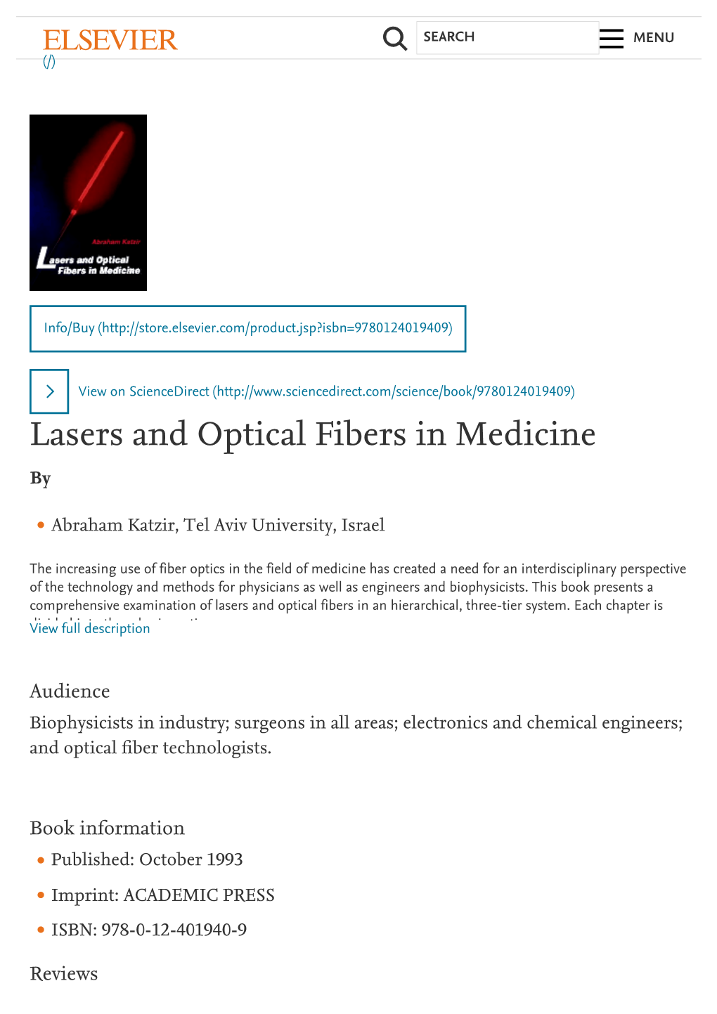 Lasers and Optical Fibers in Medicine By