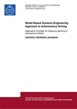 Model Based Systems Engineering Approach to Autonomous Driving