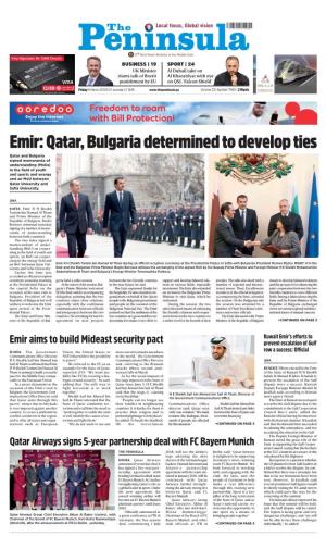 Emir: Qatar, Bulgaria Determined to Develop Ties