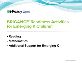 BRIGANCE Readiness Activities for Emerging K Children
