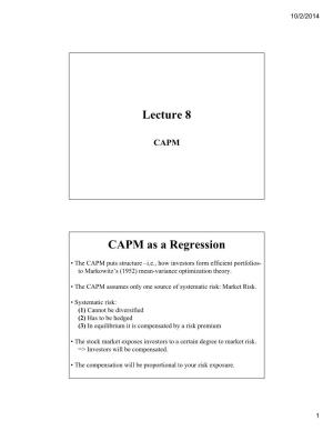 Lecture 8 CAPM As a Regression