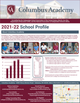 2021-22 School Profile About Columbus Academy