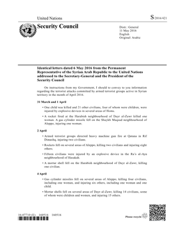 Security Council Distr.: General 11 May 2016 English Original: Arabic