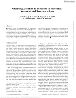 Orienting Attention to Locations in Perceptual Versus Mental Representations