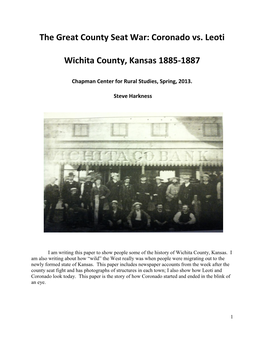 Coronado Vs. Leoti Wichita County, Kansas 1885-1887