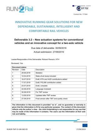 Innovative Running Gear Solutions for New Dependable, Sustainable, Intelligent and Comfortable Rail Vehicles