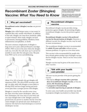 Recombinant Zoster (Shingles) Vaccine