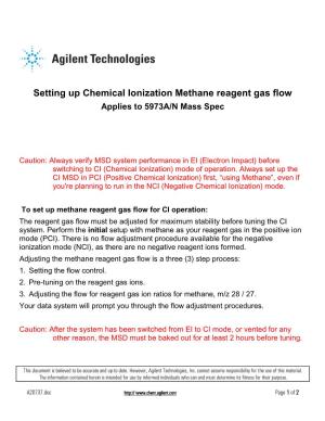 5973A/N Setting up Chemical Ionization Methane Reagent Gas Flow