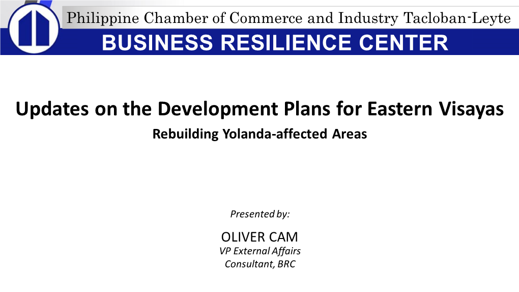Updates on the Development Plans for Eastern Visayas BUSINESS
