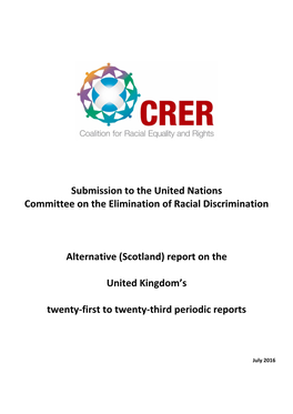 Submission to the United Nations Committee on the Elimination of Racial Discrimination