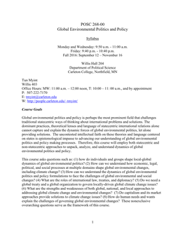 POSC 268: International Environmental Politics and Policy