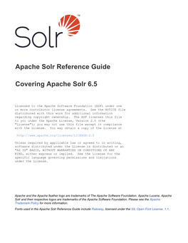 Apache Solr Reference Guide Covering Apache Solr