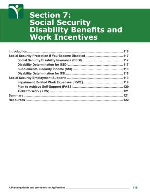Section 7: Social Security Disability Benefits and Work Incentives