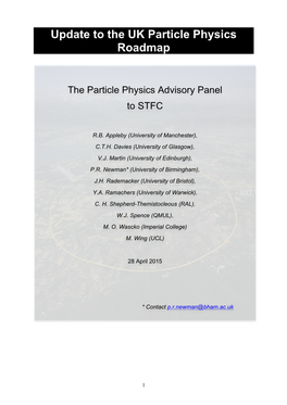 Update to the UK Particle Physics Roadmap