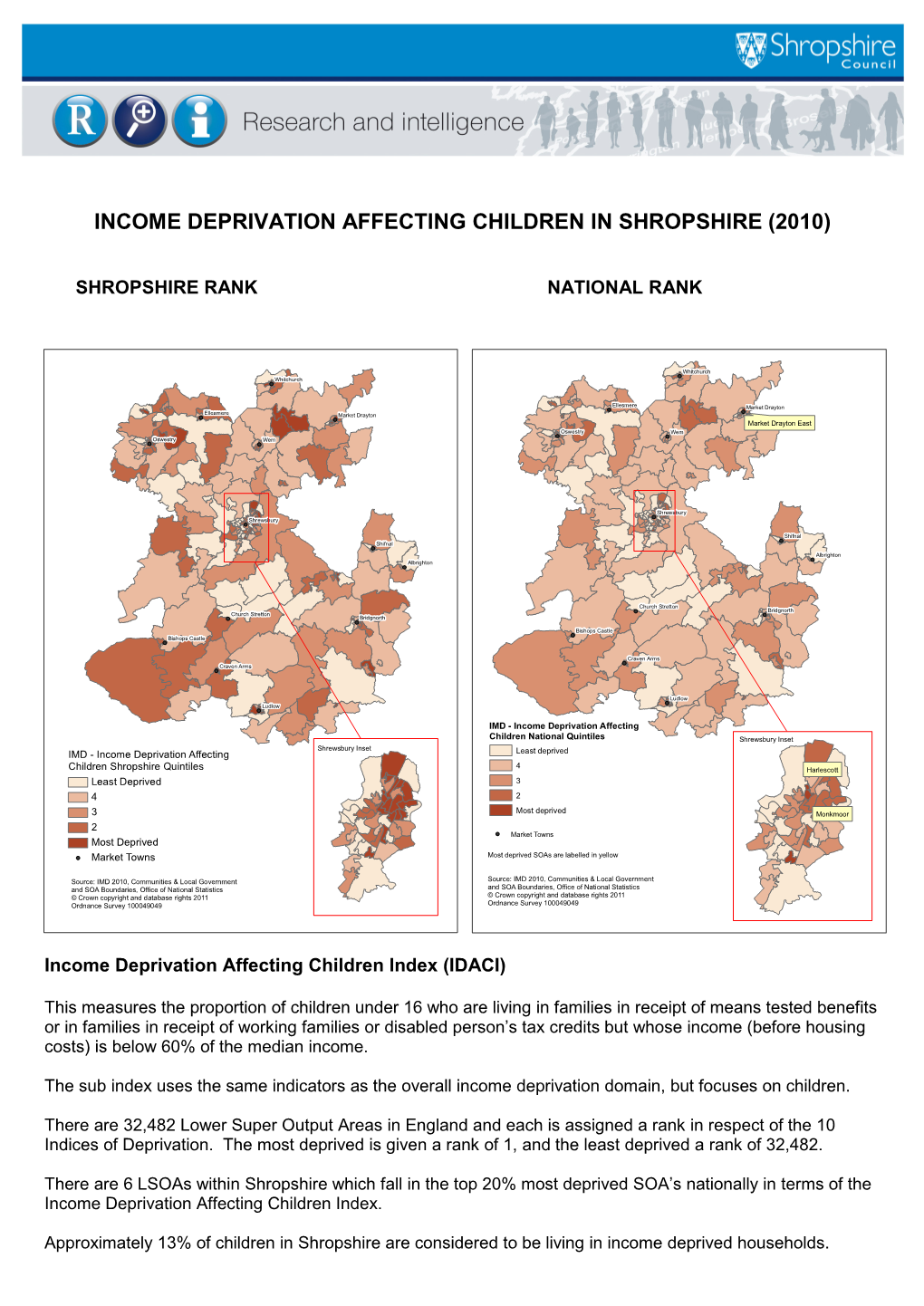 Income Deprivation Affecting Children in Shropshire (2010)