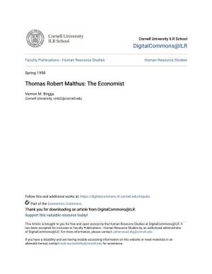 Thomas Robert Malthus: the Economist