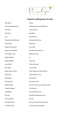 Songs for Walking Down the Aisle