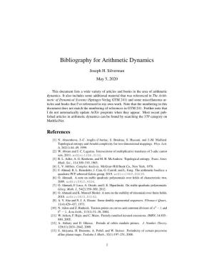 Bibliography for Arithmetic Dynamical Systems