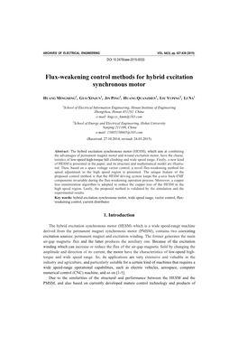 Flux-Weakening Control Methods for Hybrid Excitation Synchronous Motor