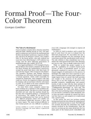 Formal Proof—The Four- Color Theorem Georges Gonthier