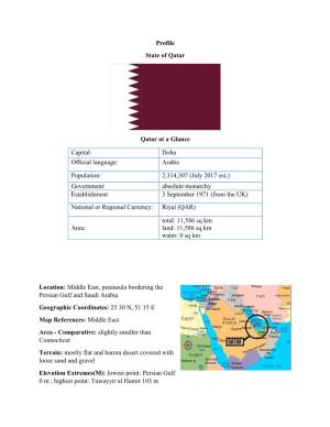 Profile State of Qatar Qatar at a Glance Location