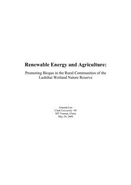Renewable Energy and Agriculture