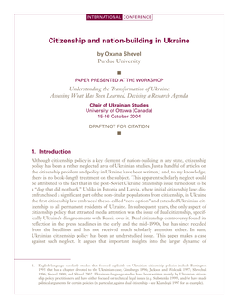 Citizenship and Nation-Building in Ukraine