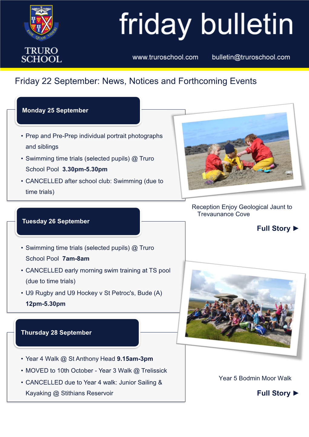 Friday 22 September: News, Notices and Forthcoming Events