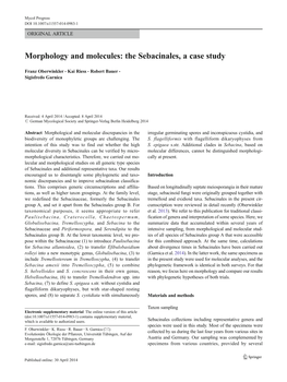 Morphology and Molecules: the Sebacinales, a Case Study