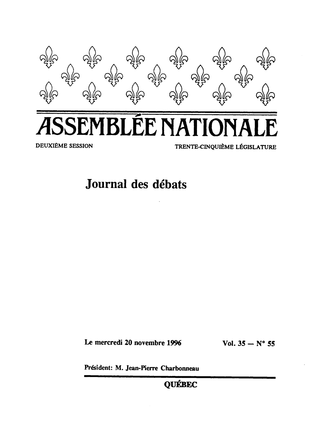 Assemblee Nationale Deuxième Session Trente-Cinquième Législature