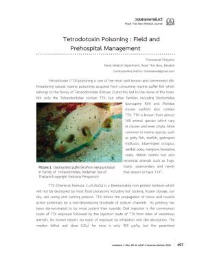 Tetrodotoxin Poisoning : Field and Prehospital Management