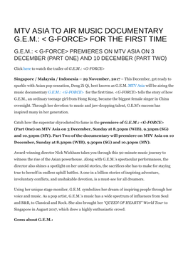 Mtv Asia to Air Music Documentary