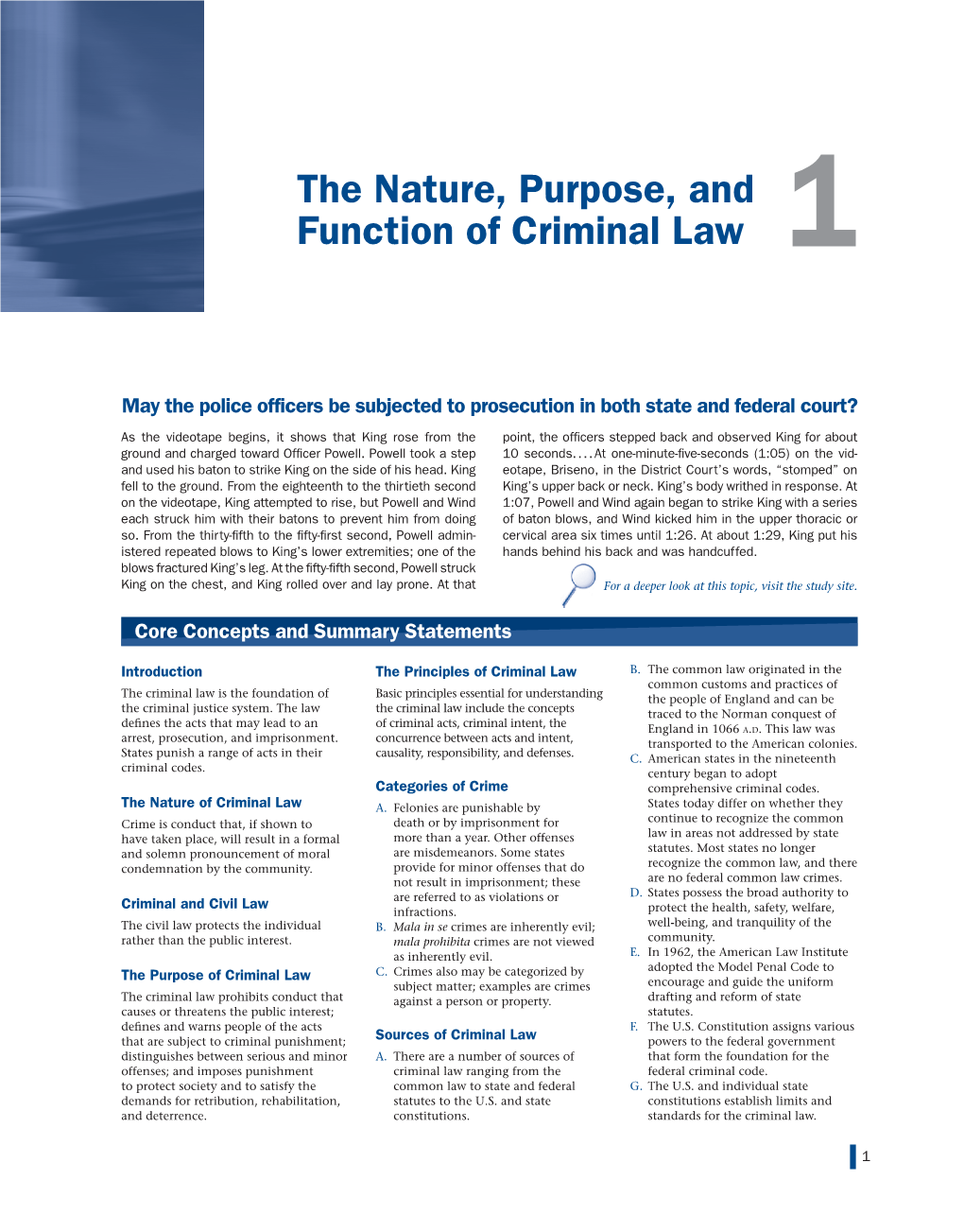 The Nature, Purpose, and Function of Criminal Law 1