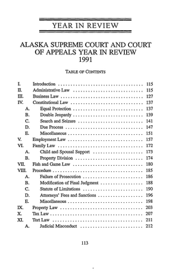 Alaska Supreme Court and Court of Appeals Year in Review 1991