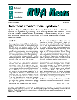 Treatment of Vulvar Pain Syndrome