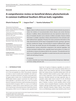 A Comprehensive Review on Beneficial Dietary Phytochemicals in Common Traditional Southern African Leafy Vegetables
